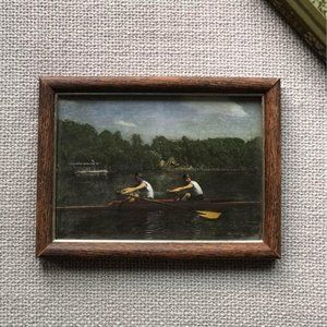 Vintage Wood and Brass Framed Men Rowing Print